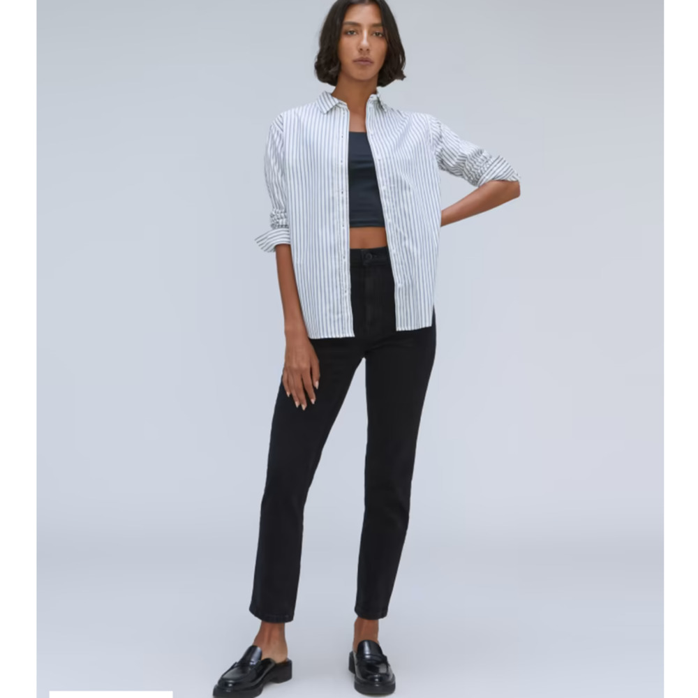 Everlane Women's Original Cheeky Jean sz 28 Black Denim Straight Leg Organic